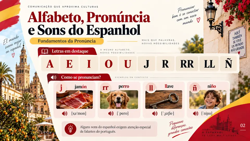 Slide de Espanhol: Alfabeto, Pronúncia e Sons do Espanhol