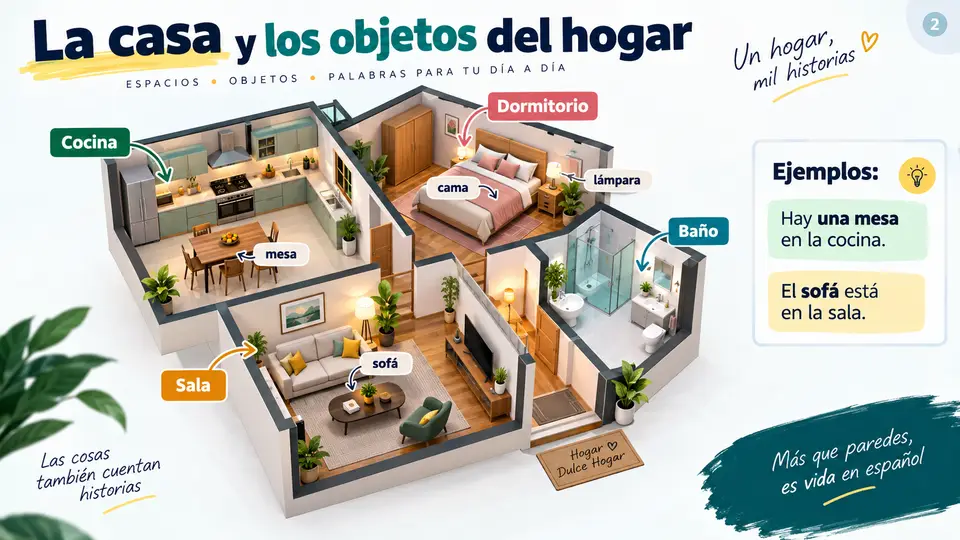 Slide de Espanhol: A Casa e os Objetos do Lar