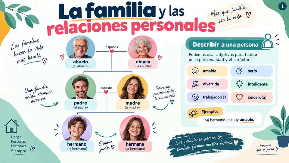 Slide de Espanhol: A Família e as Relações Pessoais