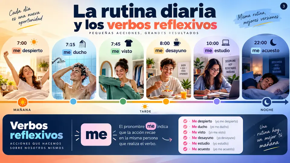 Slide de Espanhol: Rotina Diária e Verbos Reflexivos
